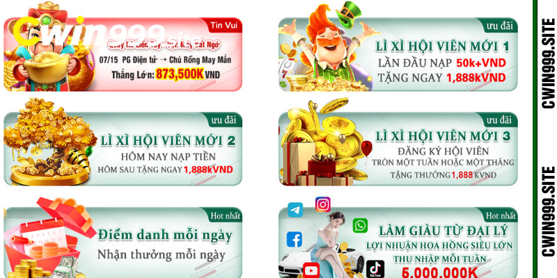 Hướng dẫn game thủ nhận khuyến mãi Cwin999